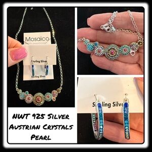 NWT Gorgeous Austrian Crystal / 925 Silver necklace & earrings from Mosaico